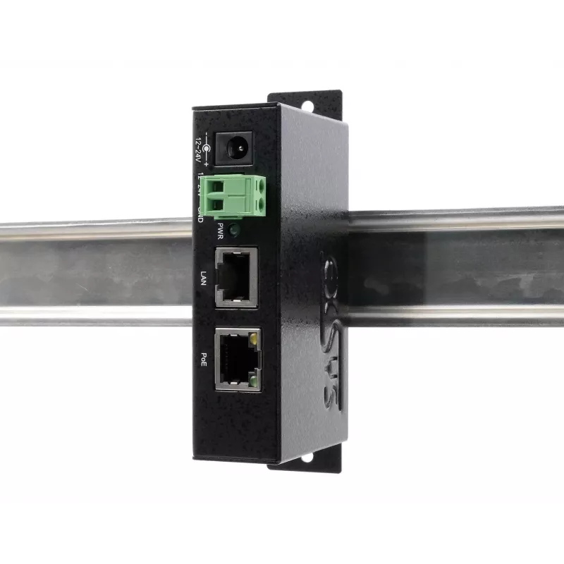 EXSYS EX-6007POE-WO PoE+ Gigabit Injector, Metallgehäuse, 12-24V DC Eingang, ohne Netzteil