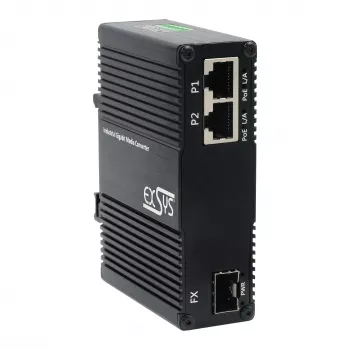 EXSYS EX-60344 2-Port PoE++ Media Converter 90W, SFP, -40°C bis +80°C