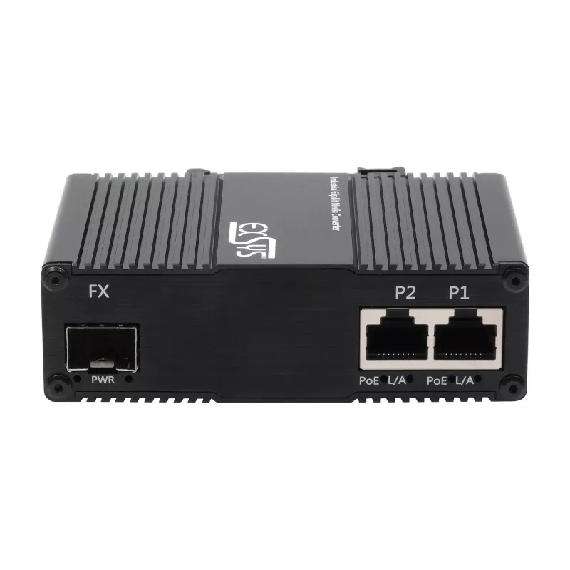 EXSYS EX-60344 2-Port PoE++ Media Converter 90W, SFP, -40°C bis +80°C