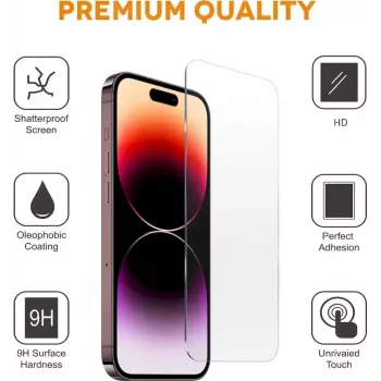 CYOO Pro Displayschutzfolie für Apple iPhone 15 Plus - Gehärtetes Glas, 9H Härte, 2,5D abgerundete Kanten, Vollflächiger Kleber, Blasenfreie Installation CY123297