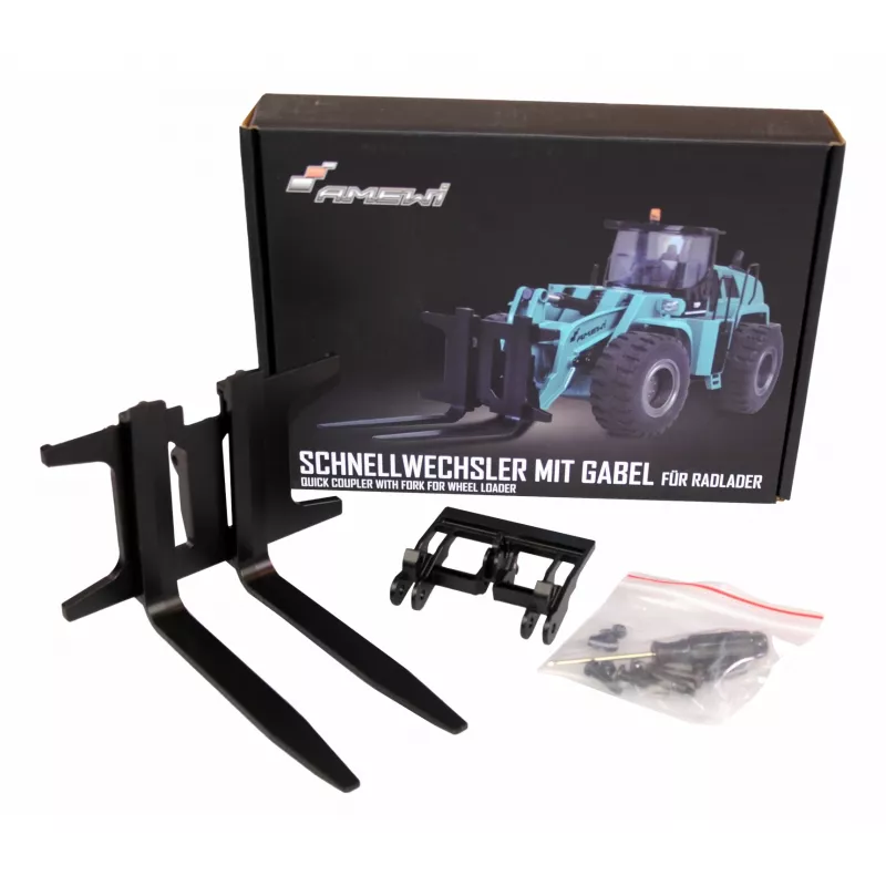 AMEWI 28138 Schnellkupplung Palettengabel Anbaugerät für RC Radlader