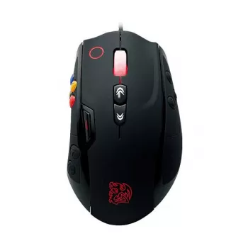 Thermaltake Tt eSPORTS VOLOS Laser-Gaming-Maus, 8200 DPI, 14 Tasten, kabelgebunden, Schwarz