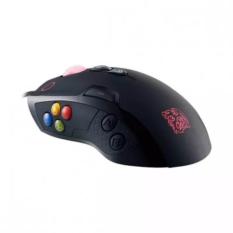 Thermaltake Tt eSPORTS VOLOS Laser-Gaming-Maus, 8200 DPI, 14 Tasten, kabelgebunden, Schwarz