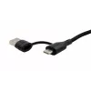 EXSYS EX-K1404 2-in-1 zu 3-in-1 USB-C/A zu USB-C/Micro B/Lightning Nylon umflochtenes Multi-Lade- und Datenkabel, 1,2m, Schwarz