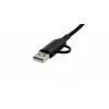 EXSYS EX-K1404 2-in-1 zu 3-in-1 USB-C/A zu USB-C/Micro B/Lightning Nylon umflochtenes Multi-Lade- und Datenkabel, 1,2m, Schwarz
