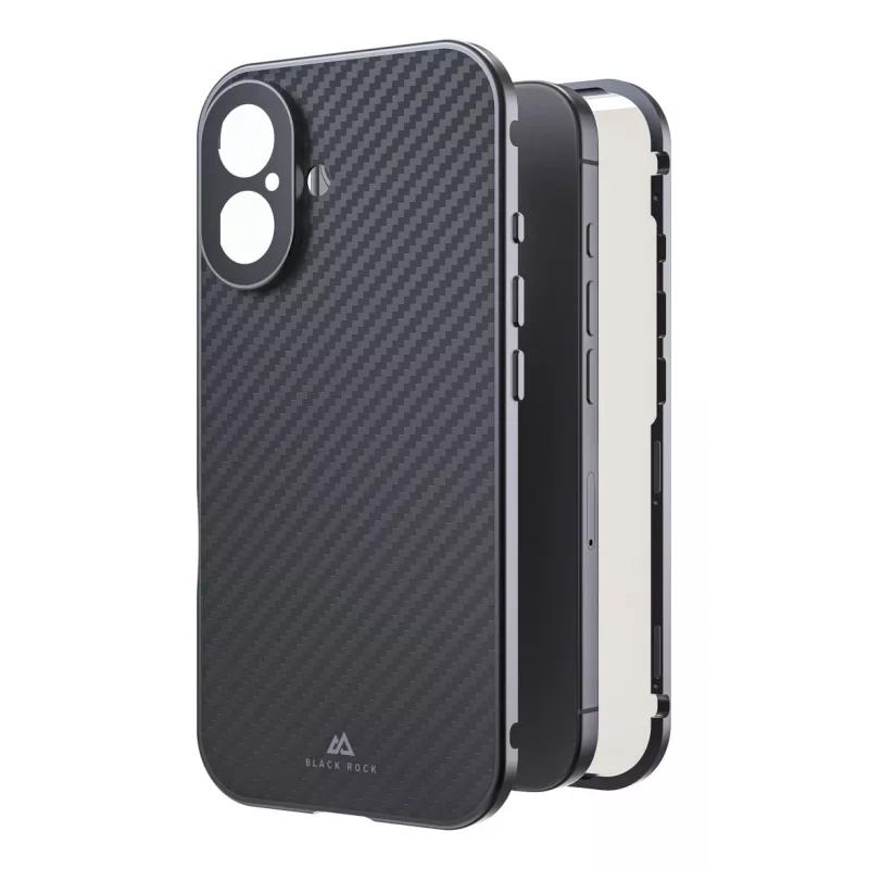 Black Rock Cover 360° Glas für Apple iPhone 16, Echtcarbon (00228085)