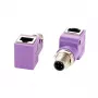 EXSYS EX-49522 M12 D-Code 4-Pin Stecker auf RJ45 Buchse 90° gewinkelter Industrial Ethernet Adapter