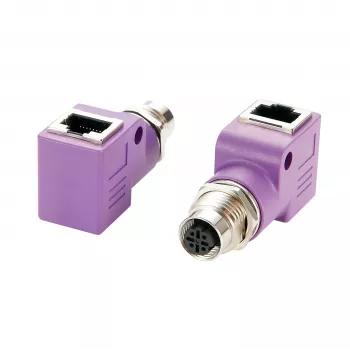 EXSYS EX-49523 M12 D-Code 4-Pin Buchse auf RJ45 Buchse 90° Industrial Ethernet Adapter