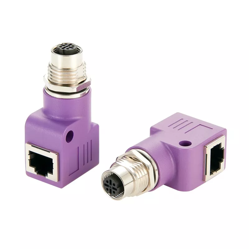EXSYS EX-49523 M12 D-Code 4-Pin Buchse auf RJ45 Buchse 90° Industrial Ethernet Adapter
