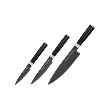 SAMURA 3-teiliges Küchenmesserset, MO-V, Stonewash