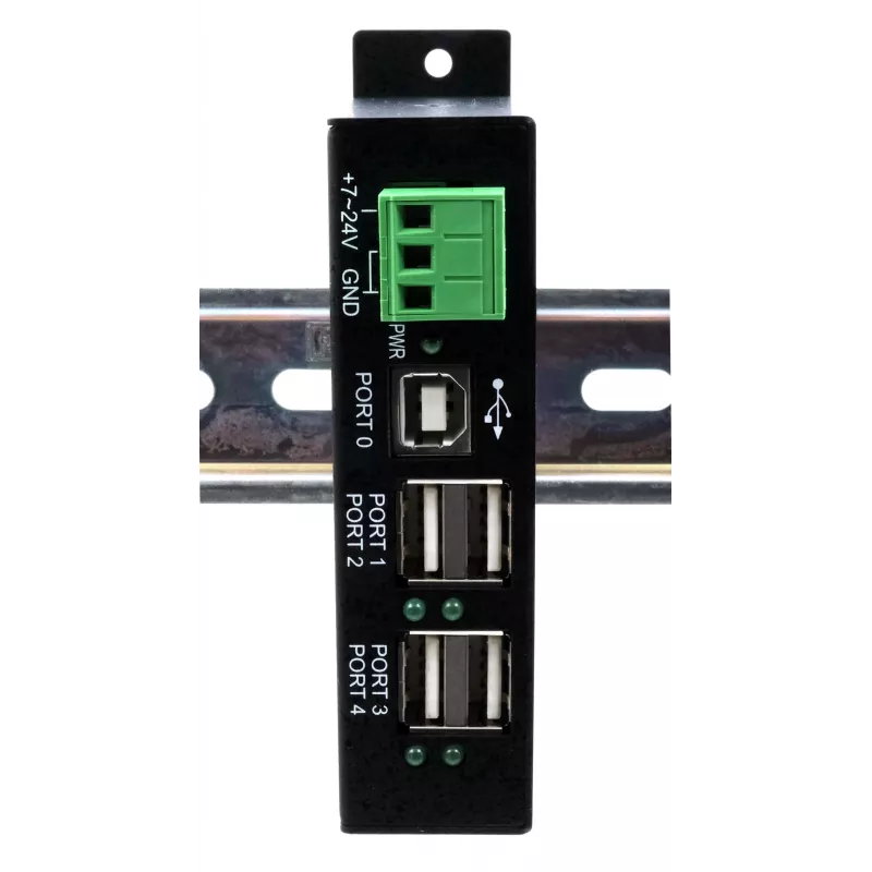 EXSYS EX-1594HMS USB 2.0 4-Port Industrie-Hub mit DIN-Schienen-Kit