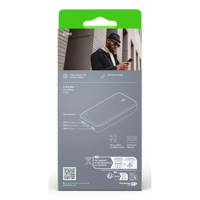 GP PowerBank B+ 20000 mAh Schwarz GPPBB20BBKBSR554