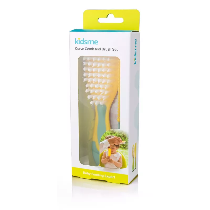 Kidsme Baby-Haarbürsten- und Kammset – weiche Borsten, BPA-frei, ergonomisch, Weiß/Grau