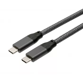 EXSYS EX-K1596-1.0 USB-C auf USB-C Kabel, USB 3.2 Gen 2x2, 20 Gbps, 100W PD, geflochten grau, 1,0m