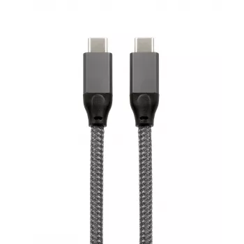 EXSYS EX-K1596-1.0 USB-C auf USB-C Kabel, USB 3.2 Gen 2x2, 20 Gbps, 100W PD, geflochten grau, 1,0m