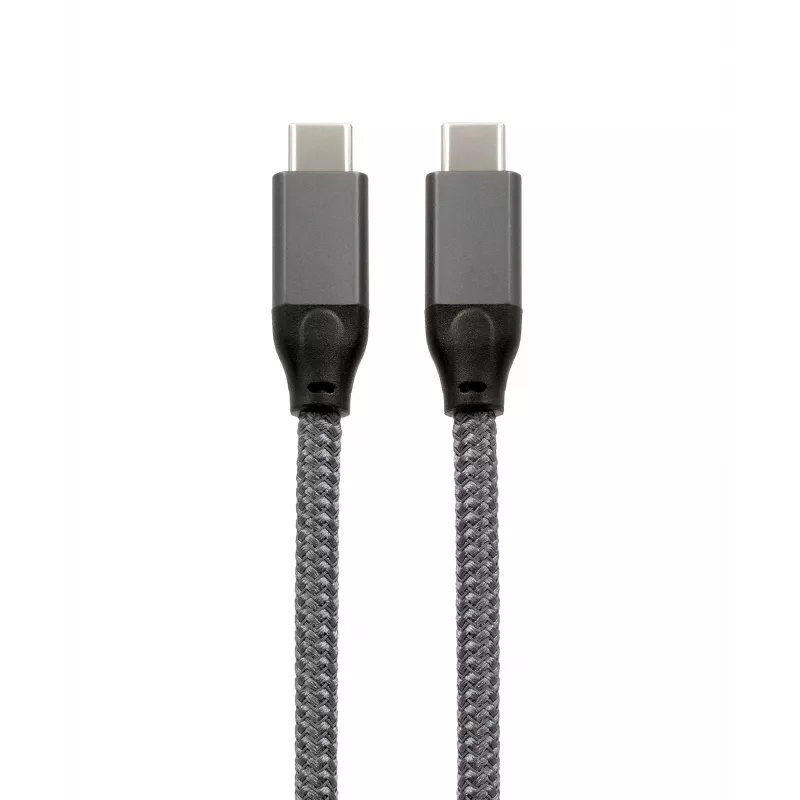 EXSYS EX-K1596-1.0 USB-C auf USB-C Kabel, USB 3.2 Gen 2x2, 20 Gbps, 100W PD, geflochten grau, 1,0m