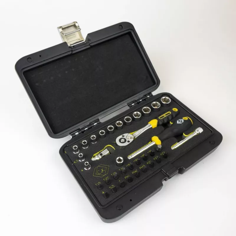C.K Tools T4660 36-teiliger metrischer Steckschlüsselsatz mit 1/4-Zoll-Antrieb, 72-Zahn-Ratsche und Bits