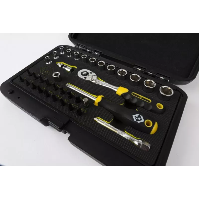 C.K Tools T4660 36-teiliger metrischer Steckschlüsselsatz mit 1/4-Zoll-Antrieb, 72-Zahn-Ratsche und Bits