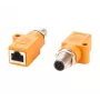 EXSYS M12 A-kodiert 8-polig Stecker auf RJ45 Buchse Geschirmter Adapter, IP67, Gigabit, PoE EX-49500