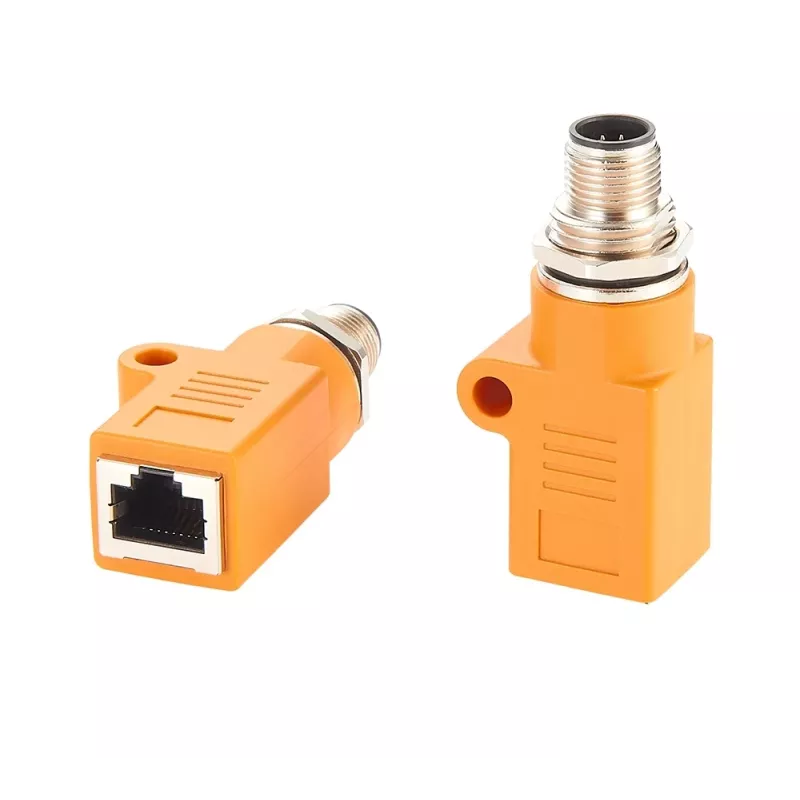 EXSYS M12 A-kodiert 8-polig Stecker auf RJ45 Buchse Geschirmter Adapter, IP67, Gigabit, PoE EX-49500