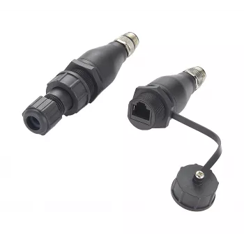 EXSYS EX-49504 M12 A-Code 8-Pin Stecker auf RJ45 Buchse Industrial Ethernet Adapter, IP67
