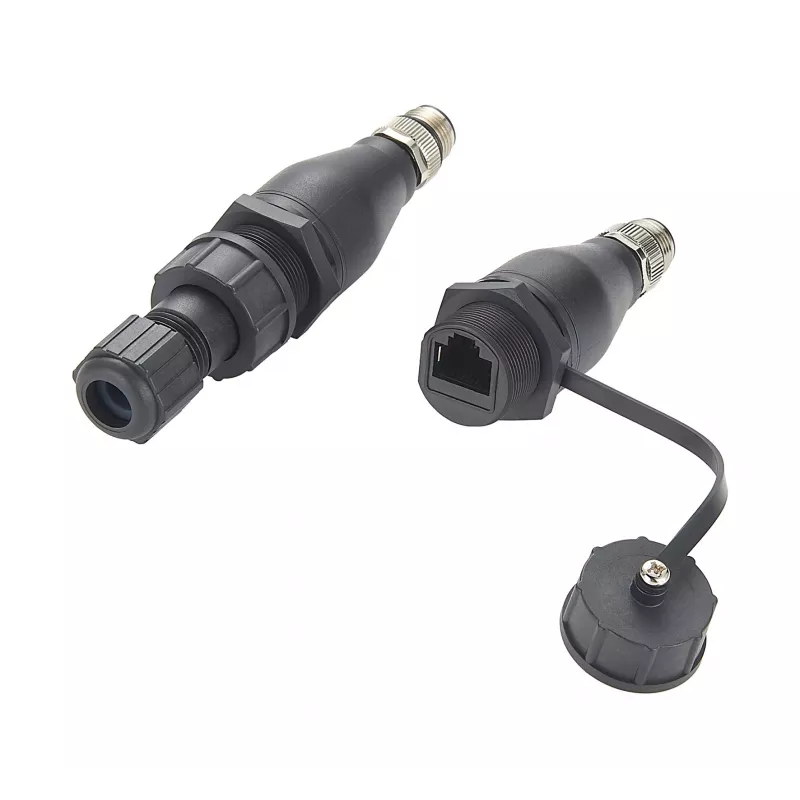 EXSYS EX-49504 M12 A-Code 8-Pin Stecker auf RJ45 Buchse Industrial Ethernet Adapter, IP67