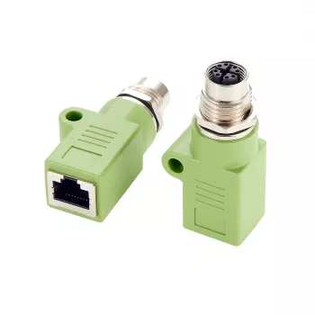 EXSYS M12 X-Coded 8-Pin Female zu RJ45 Female Adapter, 10Gbps, IP67, vernickeltes Messing EX-49541