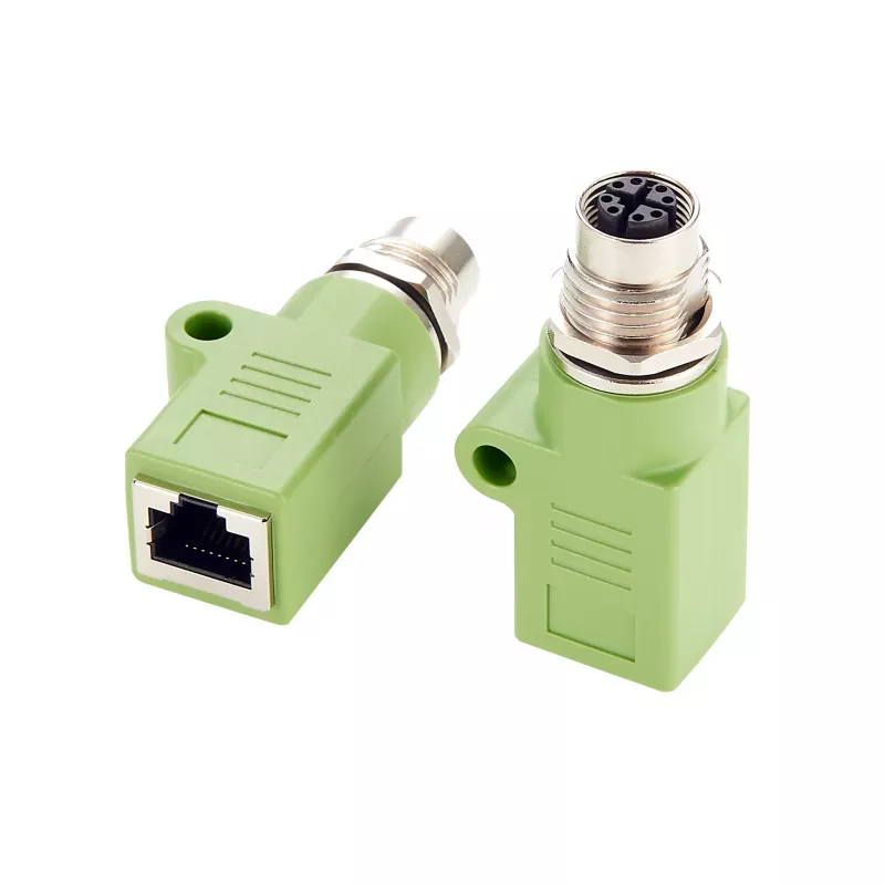 EXSYS M12 X-Coded 8-Pin Female zu RJ45 Female Adapter, 10Gbps, IP67, vernickeltes Messing EX-49541