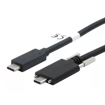 EXSYS USB 3.2 Gen 2x1 Kabel C-C mit Rändelschrauben, 1m, Schwarz (EX-K1591V-1.0)