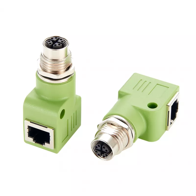 EXSYS EX-49543 M12 X-coded 8-polig Buchse auf RJ45 Buchse 90° Adapter, 10GbE, IP67