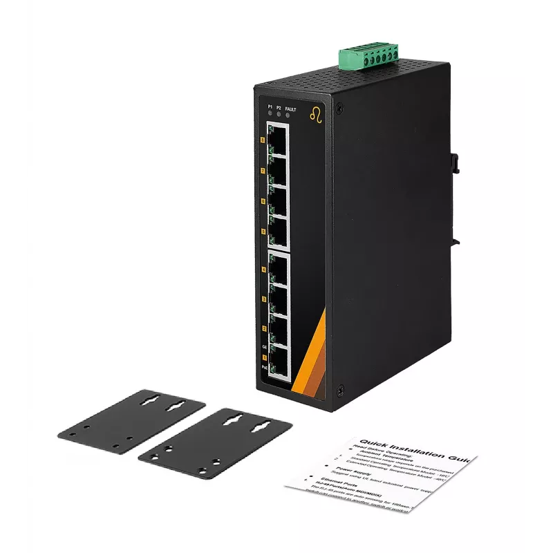 EXSYS EX-6226POE Industrie 8-Port Gigabit PoE+ Switch, 12-36VDC, DIN-Schiene