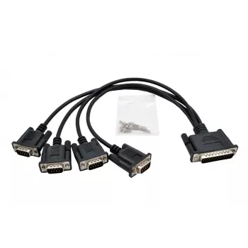EXSYS EX-OPTC44-9-SM Octopus-Kabel 4 x 9 Pin Serial RS-232 Breakout-Kabel, HD44 Stecker auf 4x DB9 Stecker, 0,6m, Schwarz