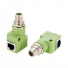 EXSYS M12 X-codiert 8-polig Stecker auf RJ45 Buchse 90° Industrie-Ethernet-Adapter, 10Gbps, IP67, geschirmt EX-49542