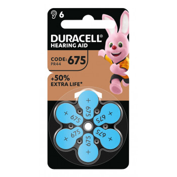 Duracell EasyTab 675 PR44 Zink-Luft Hörgerätebatterien, 6er-Pack 167346