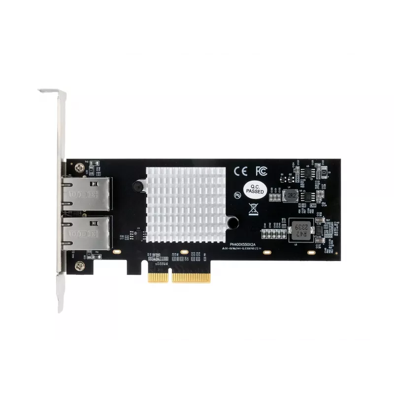 EXSYS Dual 10 Gigabit Ethernet PCIe x4 Karte, Intel X550-AT2, 2x RJ45, Low-Profile EX-60222
