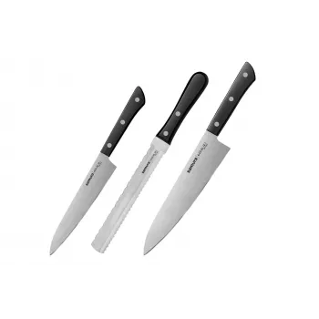 SAMURA Harakiri 3-teiliges Küchenmesserset, schwarzer Griff