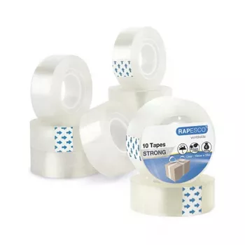 Rapesco 1807 Transparentes Klebeband 19mm x 33m, 10 Rollen