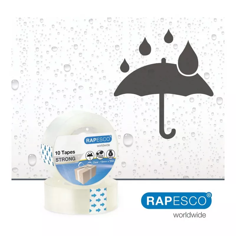 Rapesco 1807 Transparentes Klebeband 19mm x 33m, 10 Rollen