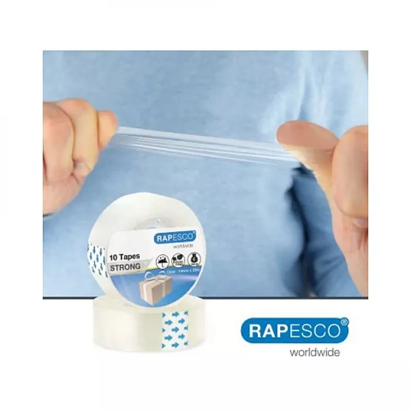 Rapesco 1807 Transparentes Klebeband 19mm x 33m, 10 Rollen