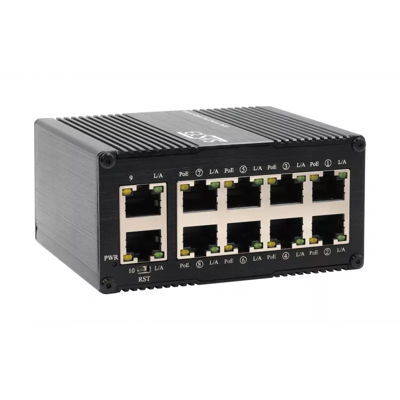EXSYS Mini 10-Port Industrie Gigabit PoE+ Switch, Web-Managed (EX-62036MPOE)