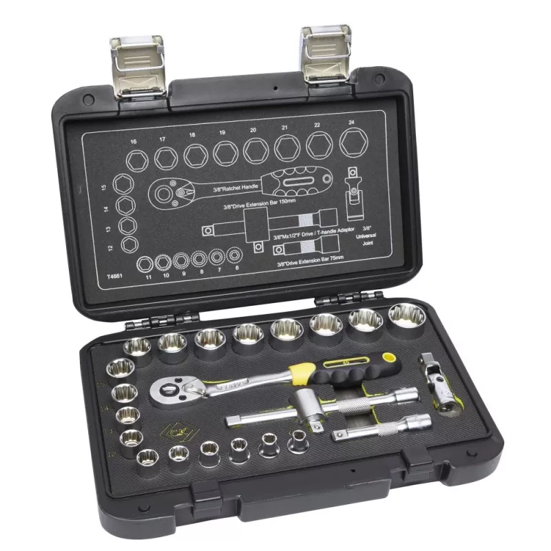 C.K Tools Umschaltknarren-Steckschlüsselsatz metrisch, 23-teilig, 3/8 inch (T4661)