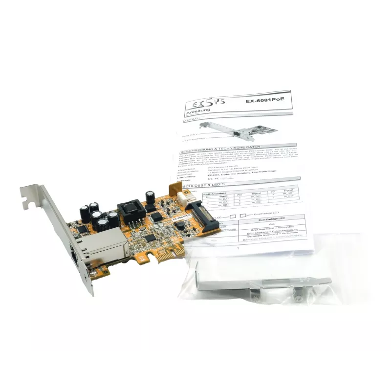EXSYS EX-6081POE 1-Port PCIe 2,5G PoE+ Netzwerkkarte