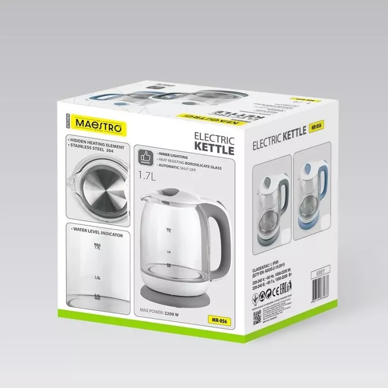 Maestro MR-056 Grauer Wasserkocher 1,7 L 2200 W