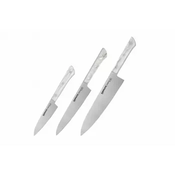SAMURA Harakiri 3-teiliges Küchenmesserset mit Acrylständer