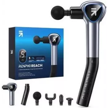 Renpho Reach Mini Massage Gun R-C007 Grau - Perkussions-Massagegerät mit Verlängerungsgriff