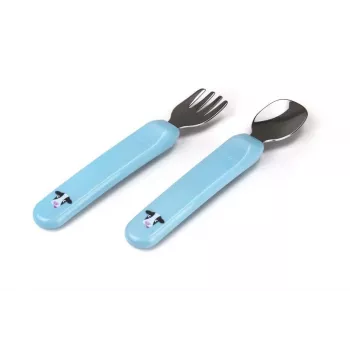 Kidsme Aquamarine Baby-Löffel- und Gabel-Set – Selbstfütterungs-Besteck für 6+ Monate