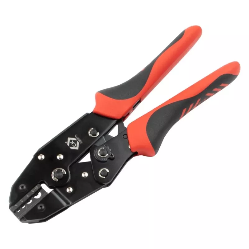 C.K Tools T3697A Ratschen-Crimpzange für unisolierte Kabelschuhe 1-10 mm²