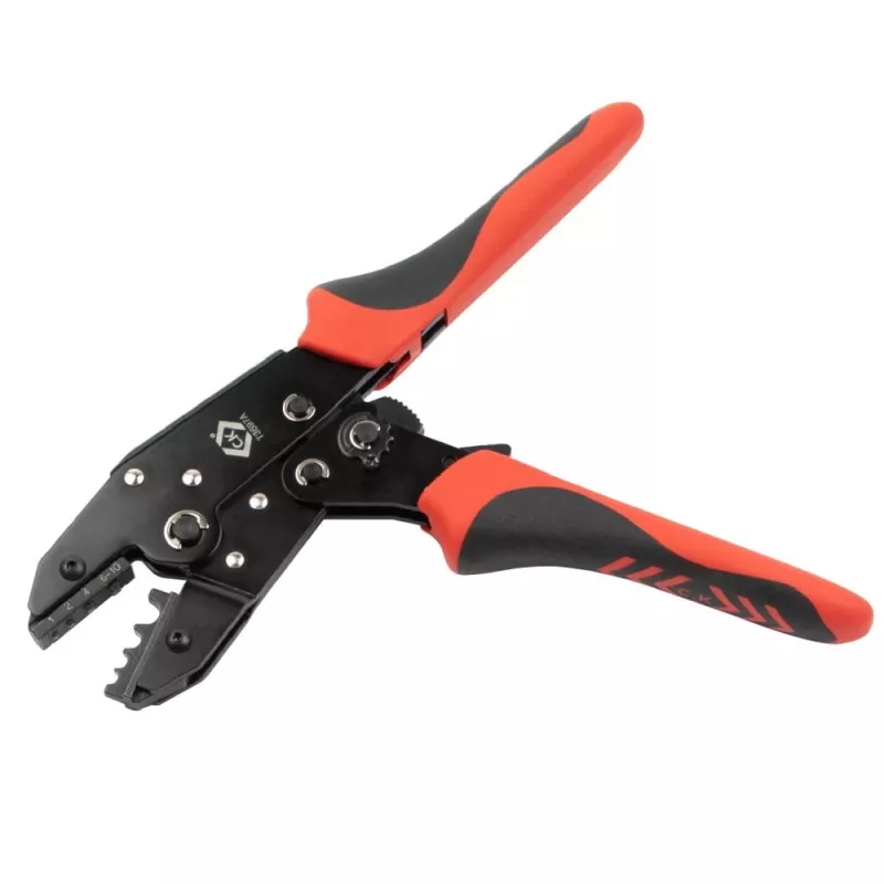 C.K Tools T3697A Ratschen-Crimpzange für unisolierte Kabelschuhe 1-10 mm²