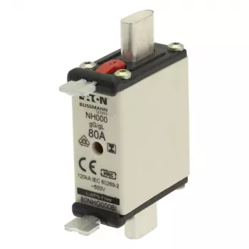 Eaton 80NHG000BI NH-Sicherungseinsatz 80 A 500 V AC Größe 000 mit mechanischer Anzeige, 3er-Pack