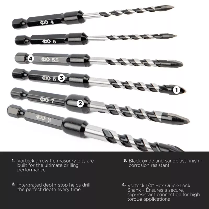 C.K Tools T3115 070 Betonbohrer 7 mm x 105 mm mit 1/4 Zoll Sechskantschaft